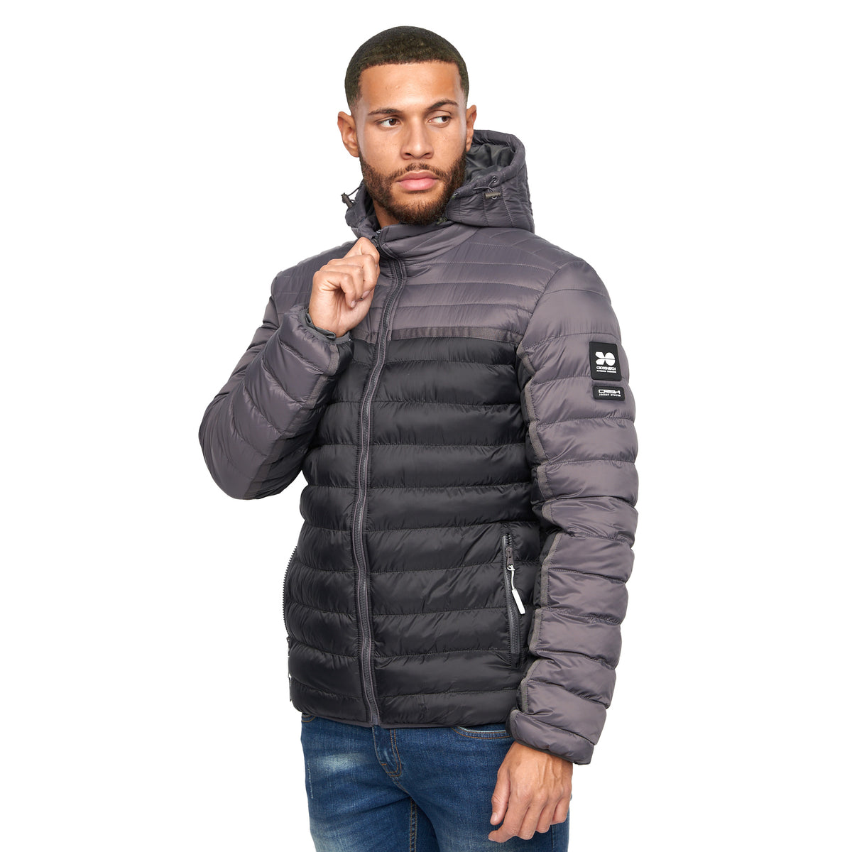 Contrast side hotsell panel hooded puffer