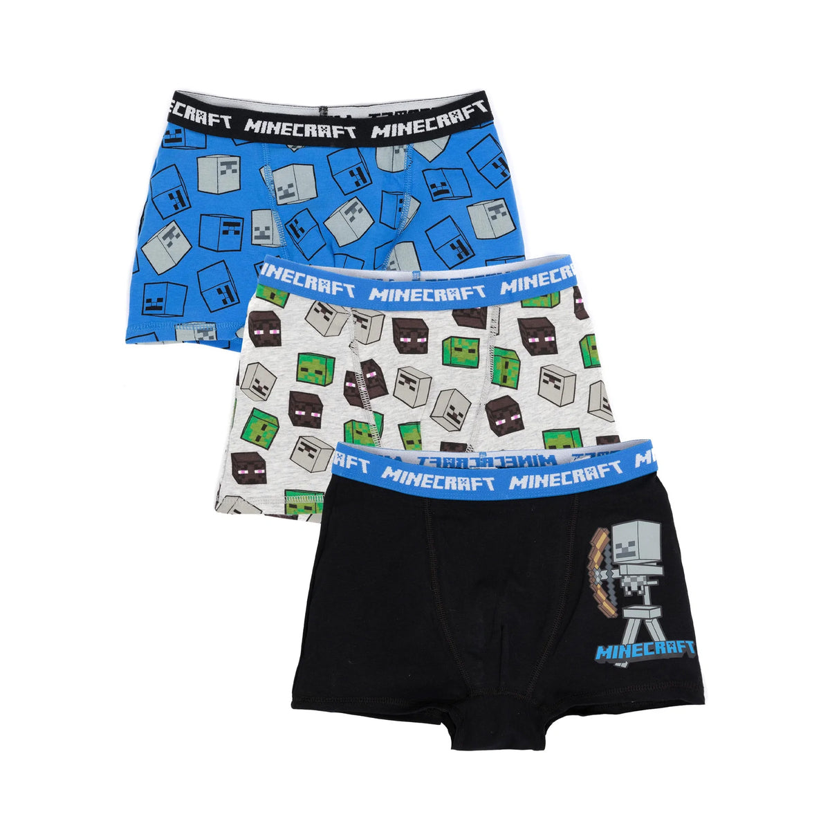 Minecraft Boys Underwear, 3 Pack Poly Boxer Briefs (Little Boys