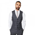 Front - Burton Mens Windowpane Check Slim Waistcoat