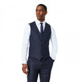 Front - Burton Mens Tonal Grid Check Slim Waistcoat