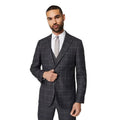 Front - Burton Mens Windowpane Check Slim Tailored Suit Jacket