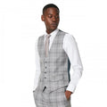 Front - Burton Mens Fine Checked Slim Waistcoat