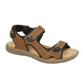 Front - Roamers Mens Triple Strap Leather Touch Fastening Sports Sandals