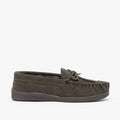 Brown - Back - Sleepers Mens Adie Real Suede Moccasin Slippers