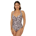 Front - Gorgeous Womens/Ladies Zebra Print Underwired One Piece Swimsuit