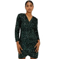 Front - Dorothy Perkins Womens/Ladies Sequin Velvet Wrap Long-Sleeved Mini Dress