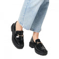 Front - Faith Womens/Ladies Nola Square Toe Chunky Flat Penny Loafers