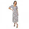 Front - Dorothy Perkins Womens/Ladies Abstract V Neck Puff Sleeve Midi Dress