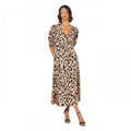 Front - Dorothy Perkins Womens/Ladies Animal Print Shirred Cuff Midi Dress