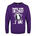 Front - Psycho Penguin Mens People Think Im Crazy Sweatshirt