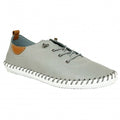 Khaki Green - Front - Lunar Womens-Ladies St Ives Leather Plimsolls