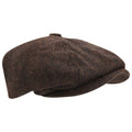 Front - Mens Wool Blend Herringbone 8 Panel Newsboy Cap