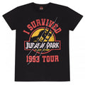 Front - Jurassic Park Unisex Adult I Survived 1993 Tour T-Shirt