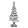 Front - Hill Interiors Snowy Tree Wood Effect Carved Christmas Decoration