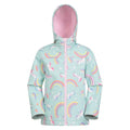 Front - Mountain Warehouse Childrens/Kids Exodus II Unicorn And Rainbow Water Resistant Soft Shell Jacket