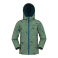 Front - Mountain Warehouse Childrens/Kids Exodus II Dinosaurs Water Resistant Soft Shell Jacket