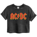 Front - Amplified Womens/Ladies AC/DC Logo Cropped T-Shirt