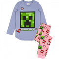 Front - Minecraft Girls Gaming Creeper Long Pyjama Set