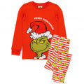 Front - The Grinch Childrens/Kids Long Leg Slim Long-Sleeved Christmas Pyjama Set