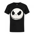 Front - The Nightmare Before Christmas Mens Jack Skellington Face Glow In The Dark T-Shirt