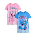 Front - Lilo & Stitch Girls Stitch & Angel Short-Sleeved Nightdress (Pack of 2)