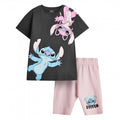 Front - Lilo & Stitch Girls Character T-Shirt & Shorts Set