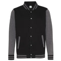 Jet Black-Heather Grey - Front - Awdis Unisex Varsity Jacket