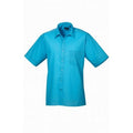 Mid Blue - Front - Premier Mens Short Sleeve Poplin Shirt