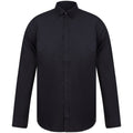 Blue - Front - Henbury Mens Modern Long Sleeve Slim Fit Oxford Shirt