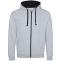 Front - Awdis Mens Varsity Heather Full Zip Hoodie