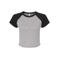 Front - Bella + Canvas Womens/Ladies Heather Micro-Rib Babydoll Raglan Crop T-Shirt