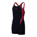 Front - Speedo Girls Printed Panelled Legsuit