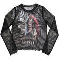 Front - Janis Joplin Womens/Ladies Pearl Garden Mesh Long-Sleeved Crop Top