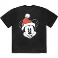 Front - Disney Unisex Adult Mickey Mouse Santa Hat T-Shirt