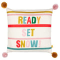 Front - Furn Ready Set Snow Pom Pom Cushion Cover