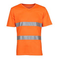 Front - Yoko Mens Cool Super Hi-Vis Lightweight V Neck Safety T-Shirt