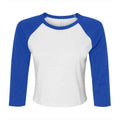 Front - Bella + Canvas Womens/Ladies Contrast Panel Micro-Rib Raglan 3/4 Sleeve Crop Top