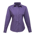 Front - Premier Womens/Ladies Poplin Long-Sleeved Blouse