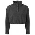 Charcoal Grey - Front - TriDri Womens-Ladies Cropped Fleece Top