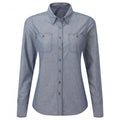 Indigo Denim - Front - Premier Womens-Ladies Organic Fairtrade Certified Chambray Formal Shirt