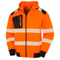 Fluorescent Orange-Black - Front - Result Genuine Recycled Mens Safety Hoodie