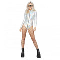 Front - Fever Womens/Ladies Miss Whiplash Mirror Holographic Bodysuit