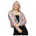 Front - Fever Womens/Ladies Rainbow Festival Pom Pom Jacket