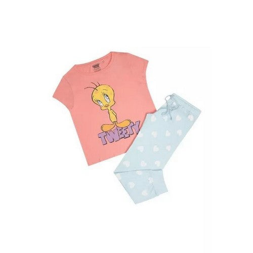 Looney Tunes Womens Ladies Tweety Vintage Long Pyjama Set