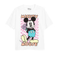 Front - Disney Girls Warp Mickey Mouse Checked T-Shirt