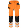 Front - Projob Mens Stretch High-Vis Cargo Trousers