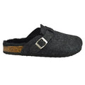 Charcoal - Back - Slumberzzz Womens-Ladies Fur Lined Felt Mule