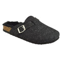 Charcoal - Front - Slumberzzz Womens-Ladies Fur Lined Felt Mule