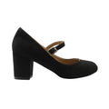 Front - Where´s That From Womens/Ladies Araceli Suede Extra Extra Wide Block Heel Mary Janes