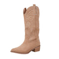 Front - Where´s That From Womens/Ladies Desert Embroidered Faux Suede Side Zip Cowboy Boots